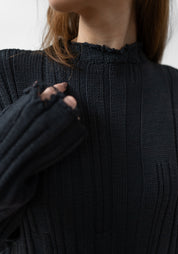 Oversized Ribbed Knit Wool Pullover