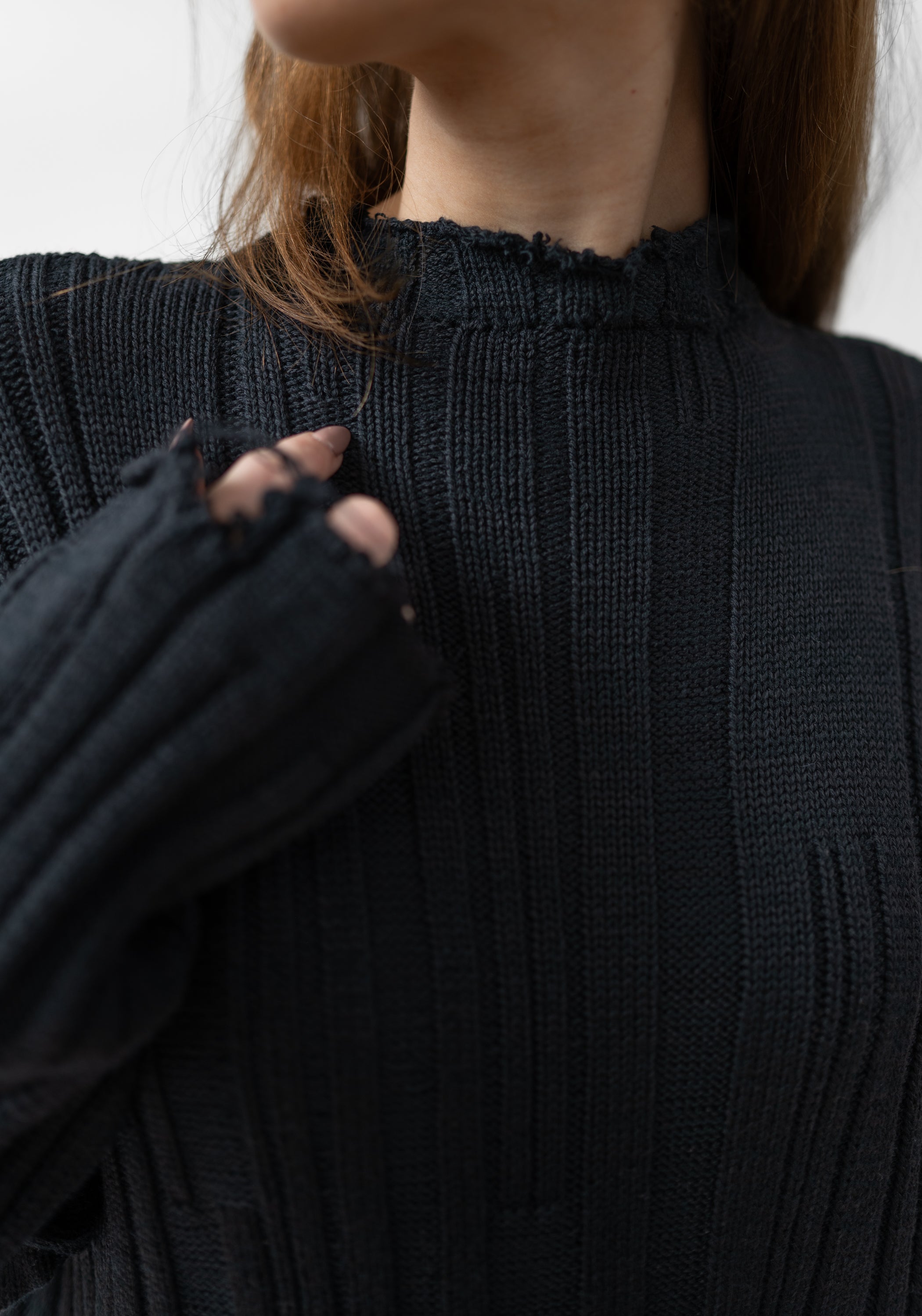 Oversized Ribbed Knit Wool Pullover