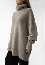 Oversized High Neck Knit Wool Tunic