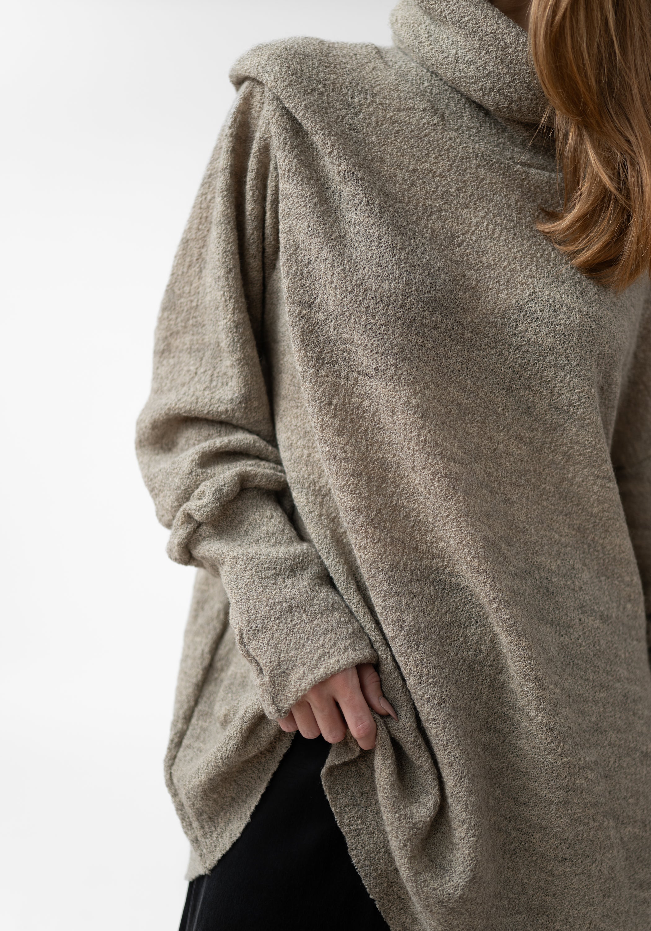 Oversized High Neck Knit Wool Tunic