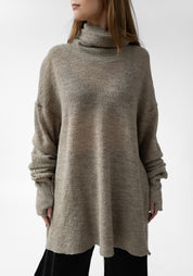 Oversized High Neck Knit Wool Tunic