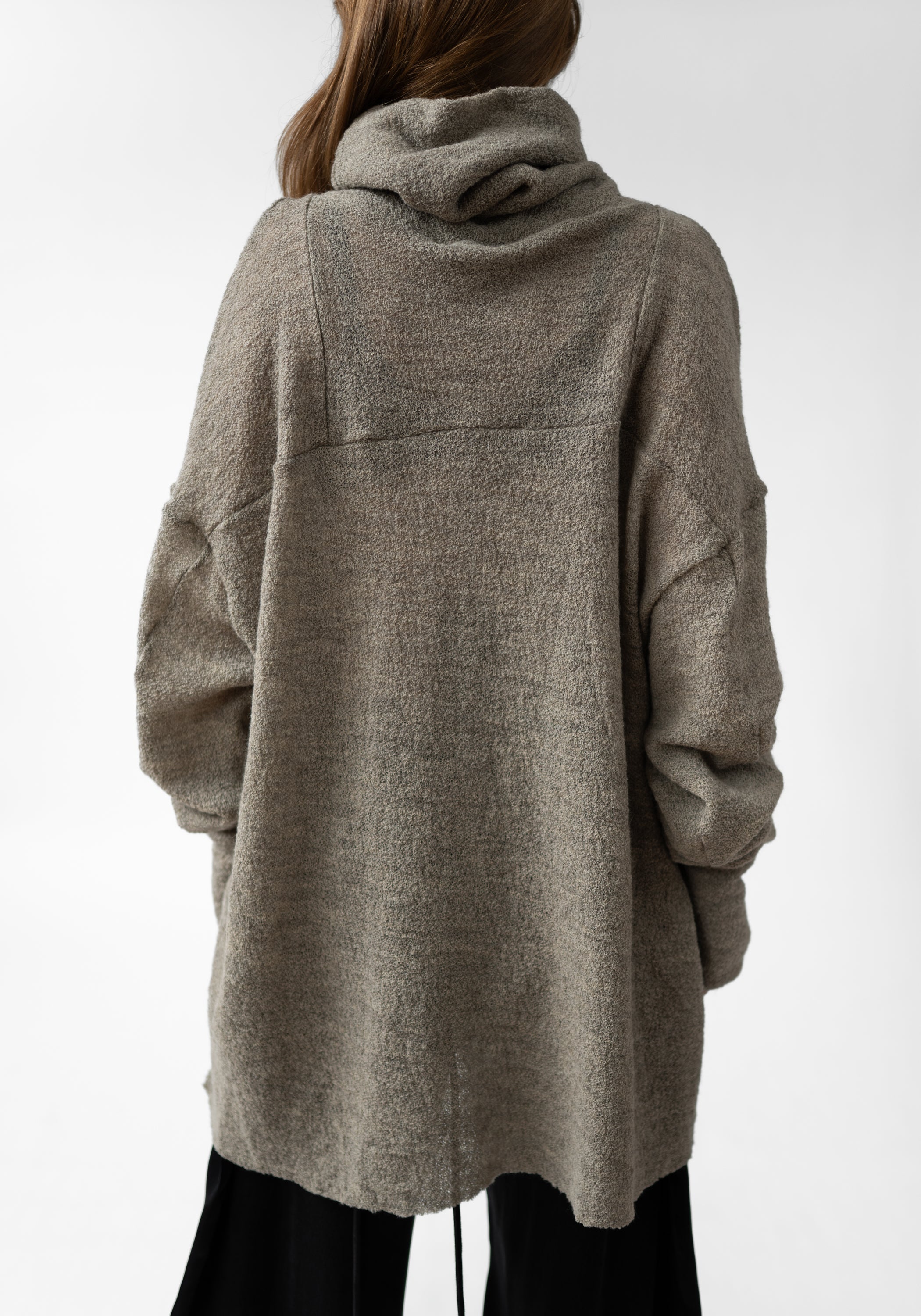Oversized High Neck Knit Wool Tunic