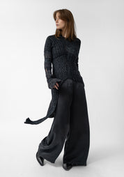 Asymmetric Distressed Details Wool Blend Tunic