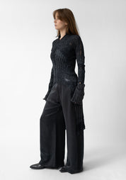 Asymmetric Distressed Details Wool Blend Tunic