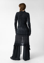 Asymmetric Distressed Details Wool Blend Tunic