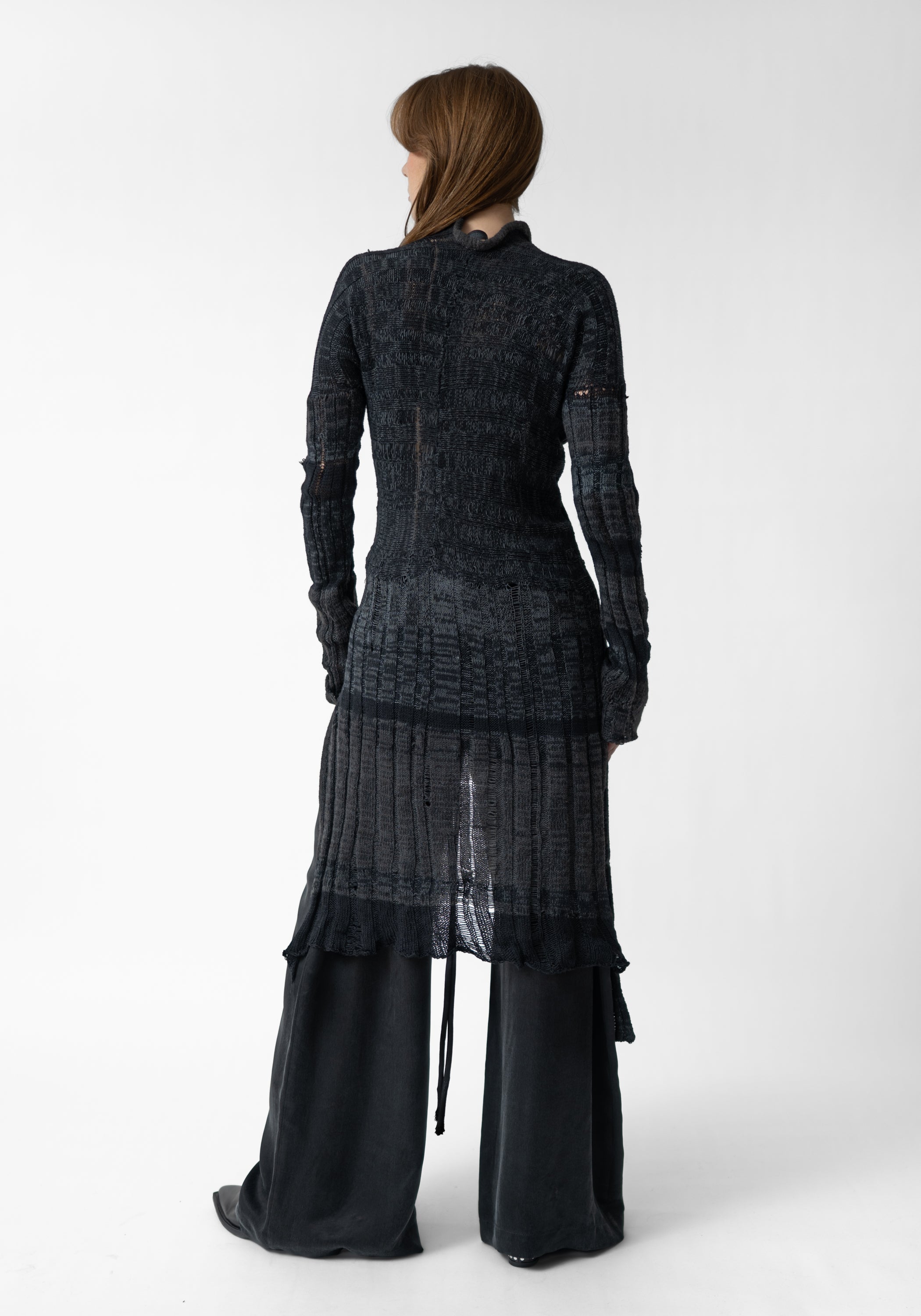 Asymmetric Distressed Details Wool Blend Tunic