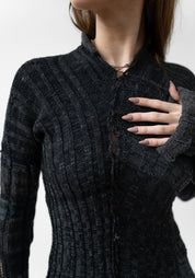 Asymmetric Distressed Details Wool Blend Tunic