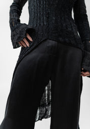 Asymmetric Distressed Details Wool Blend Tunic