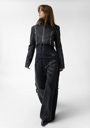 Cropped Modular Waxed Denim Jacket