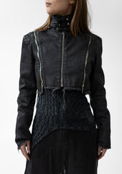 Cropped Modular Waxed Denim Jacket