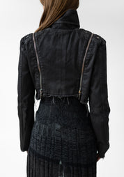 Cropped Modular Waxed Denim Jacket