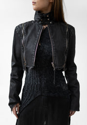 Cropped Modular Waxed Denim Jacket