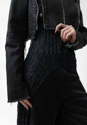 Cropped Modular Waxed Denim Jacket