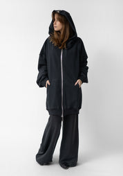 Oversized Zip Hood Paneled Zip Front Hoodie
