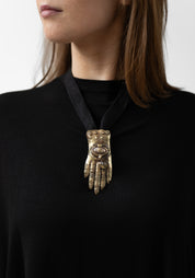 Hand and Eye White Quartz Locket Necklace