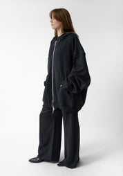 Oversized Zip Hood Paneled Zip Front Hoodie