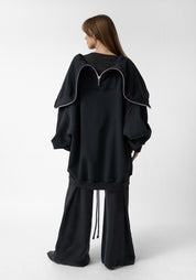Oversized Zip Hood Paneled Zip Front Hoodie