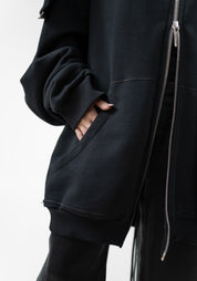 Oversized Zip Hood Paneled Zip Front Hoodie