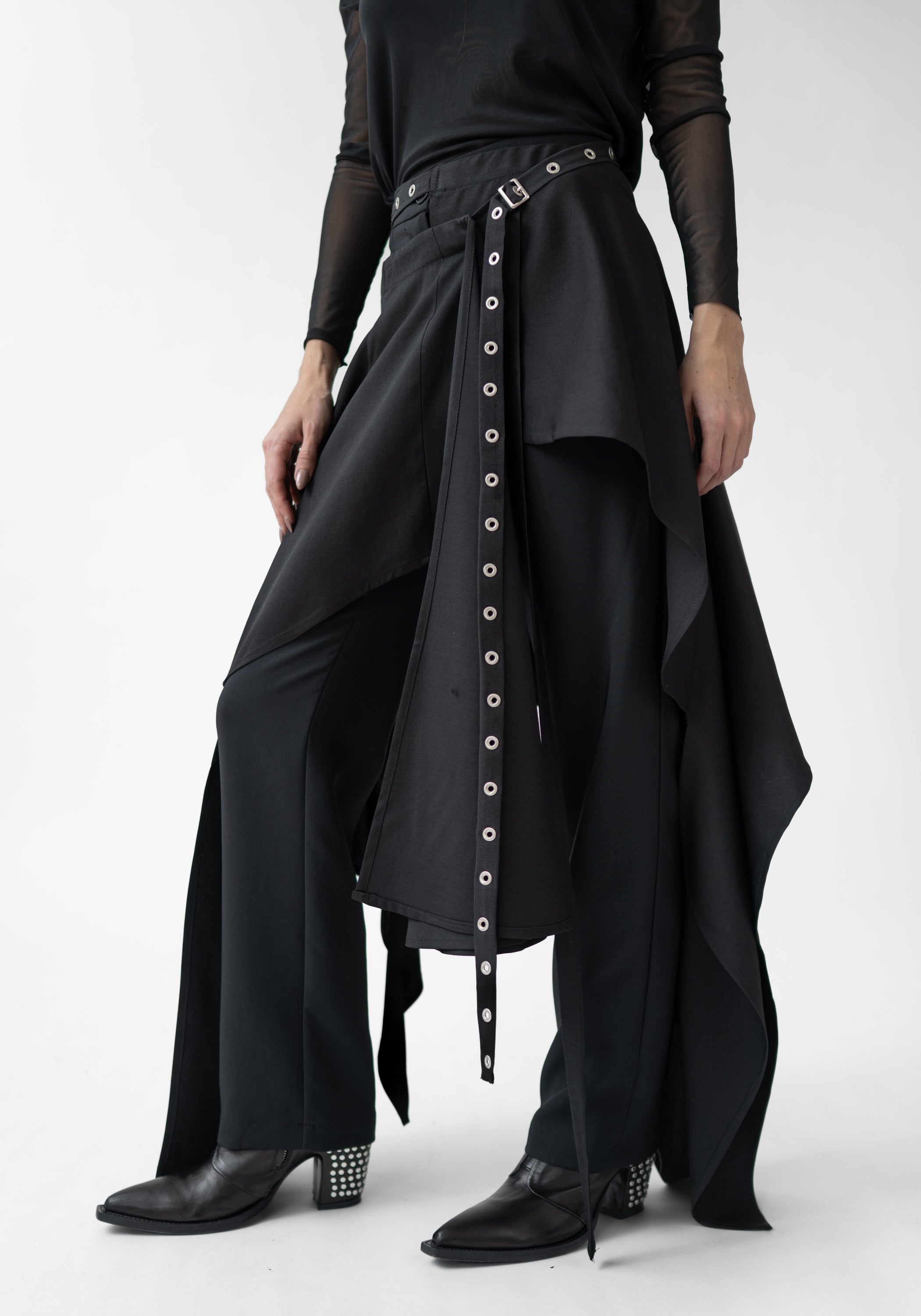 Avalon Asymmetric Wrap Waist Wool Layering Skirt