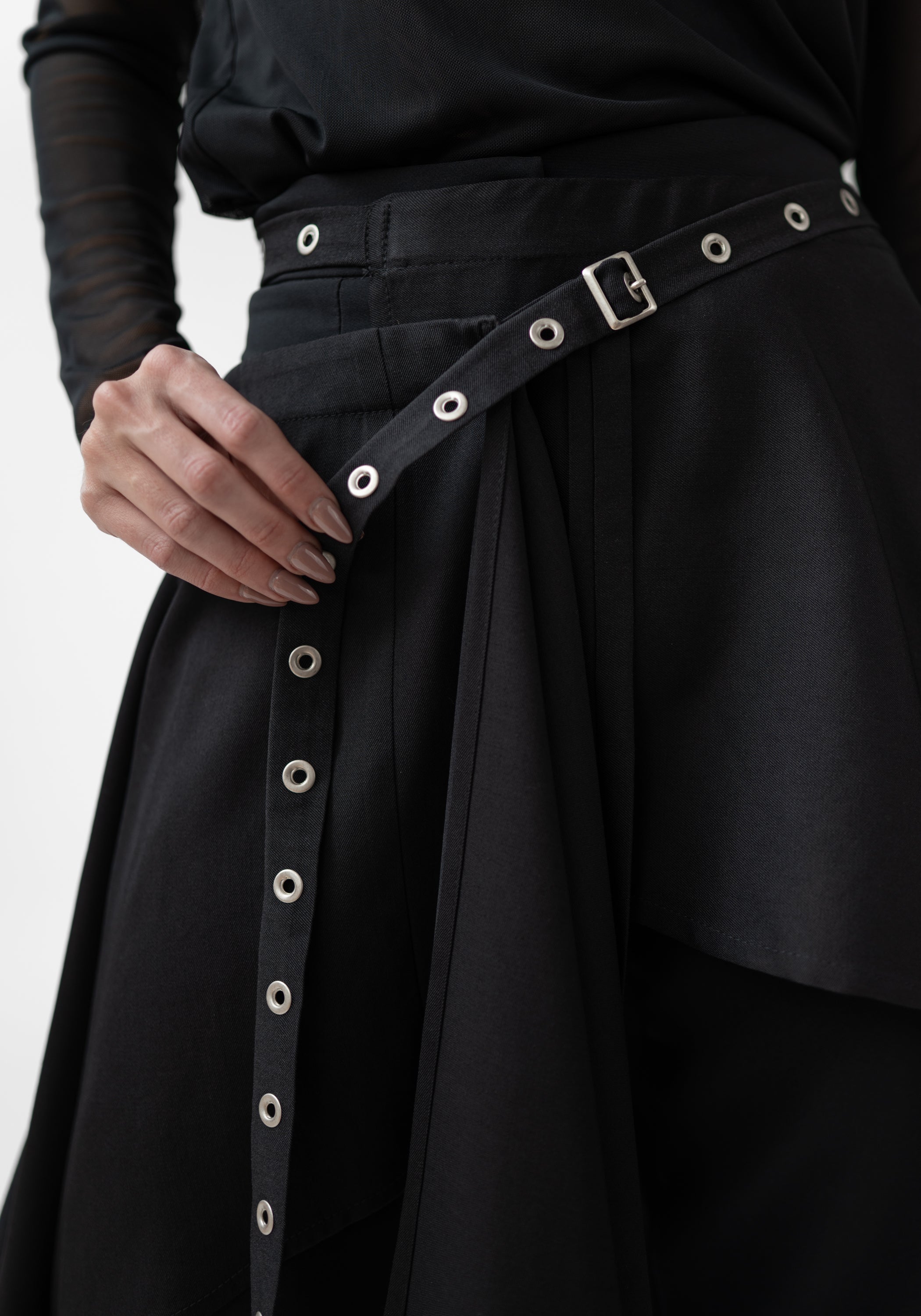 Avalon Asymmetric Wrap Waist Wool Layering Skirt