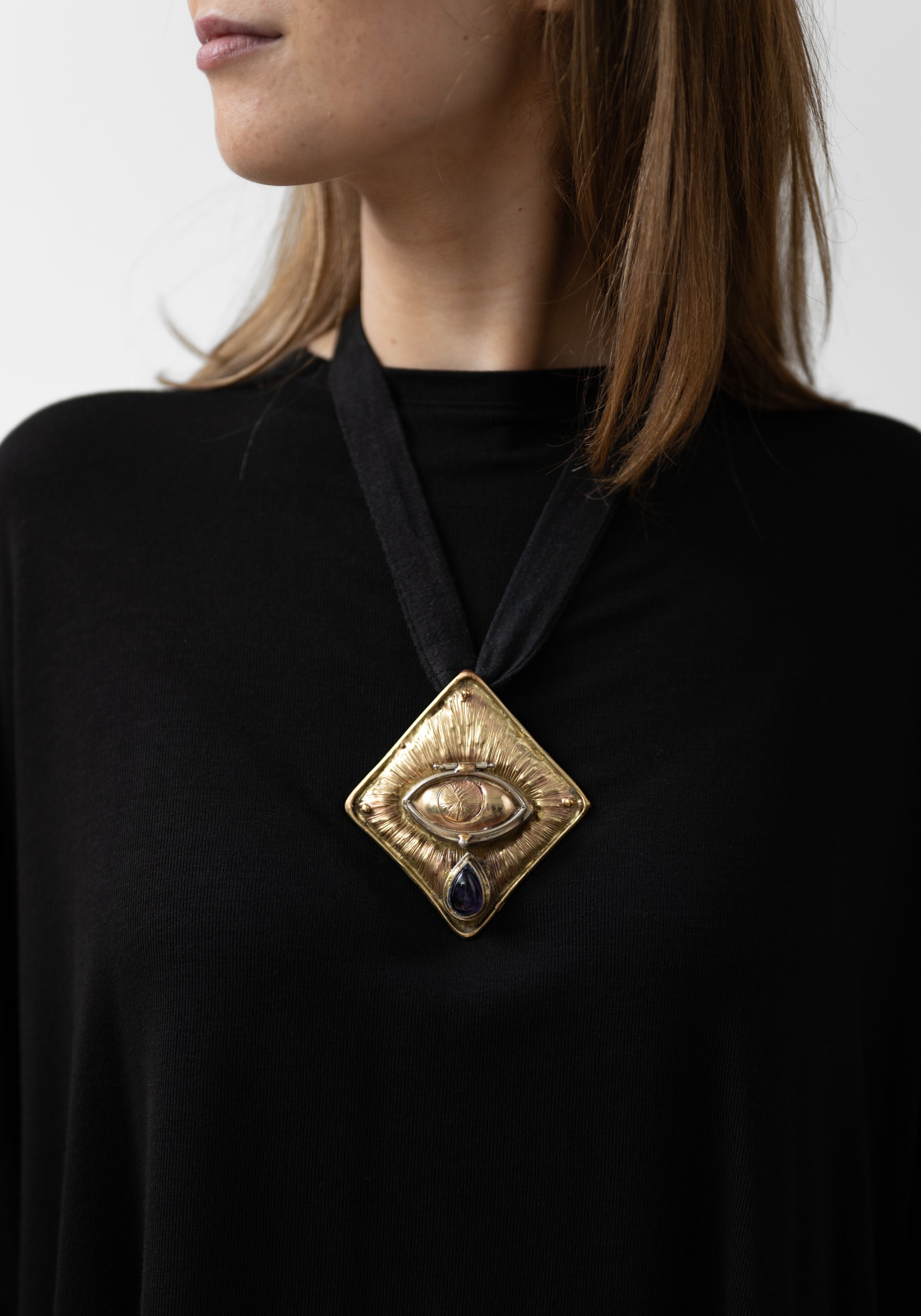 Sacred Eye Amethyst Tear Locket Necklace