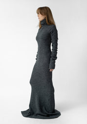 Long Line High Neck Knit Wool Dress
