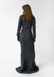Long Line High Neck Knit Wool Dress