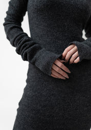 Long Line High Neck Knit Wool Dress