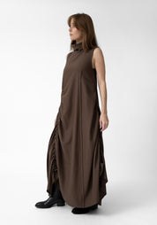 High Neck Ruche Detail Maxi Dress