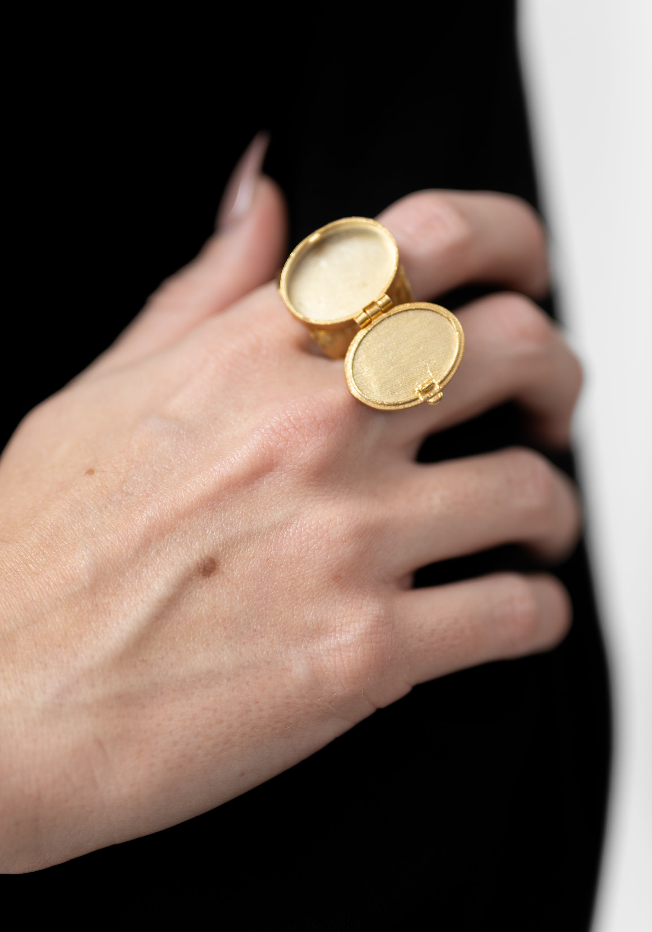 24K Gold Plated Stare Locket Ring
