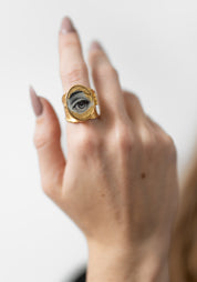 24K Gold Plated Stare Locket Ring