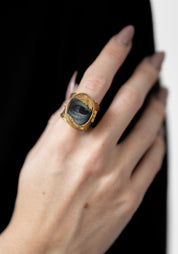 24K Gold Plated Sideways Glance Locket Ring