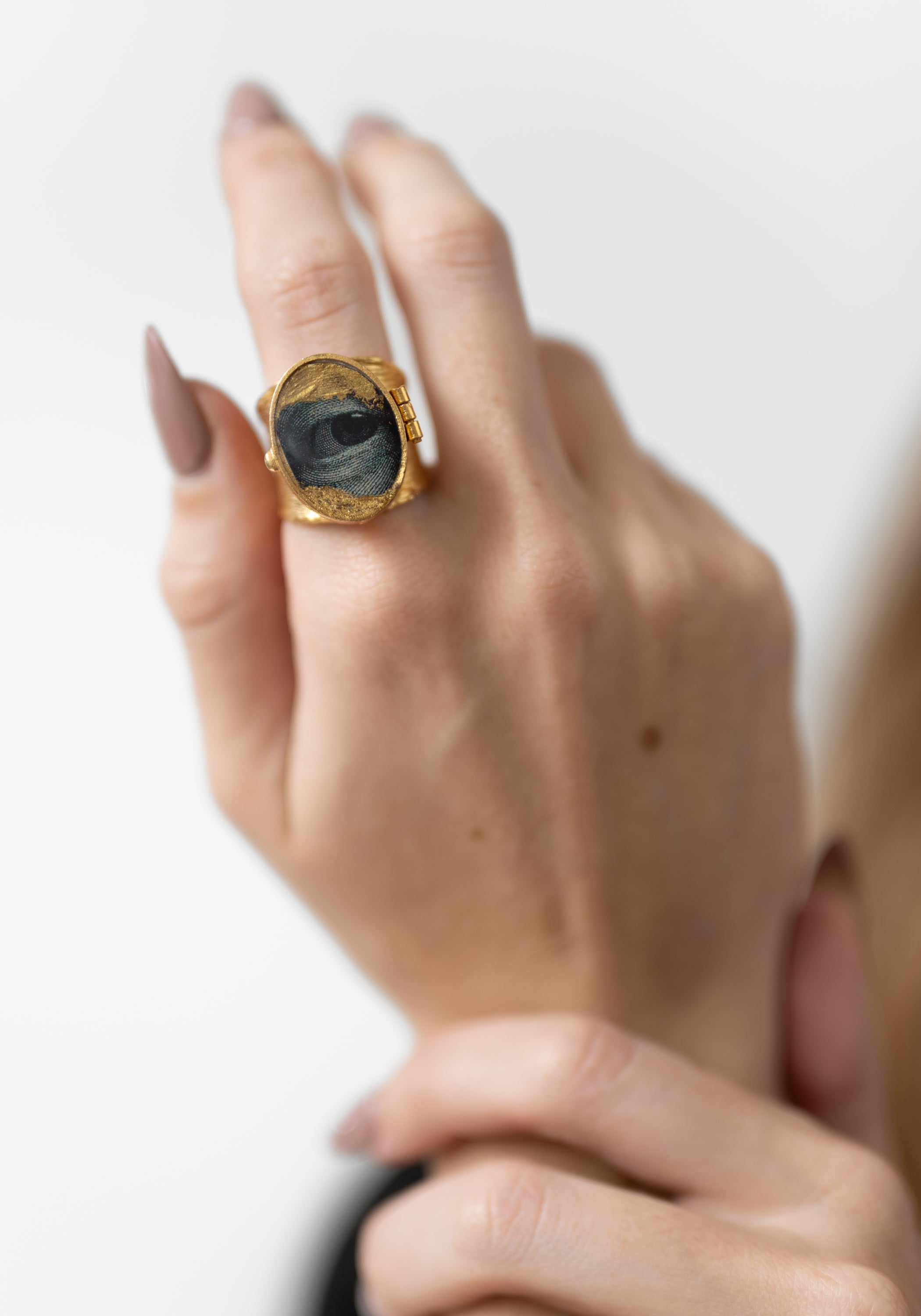 24K Gold Plated Sideways Glance Locket Ring