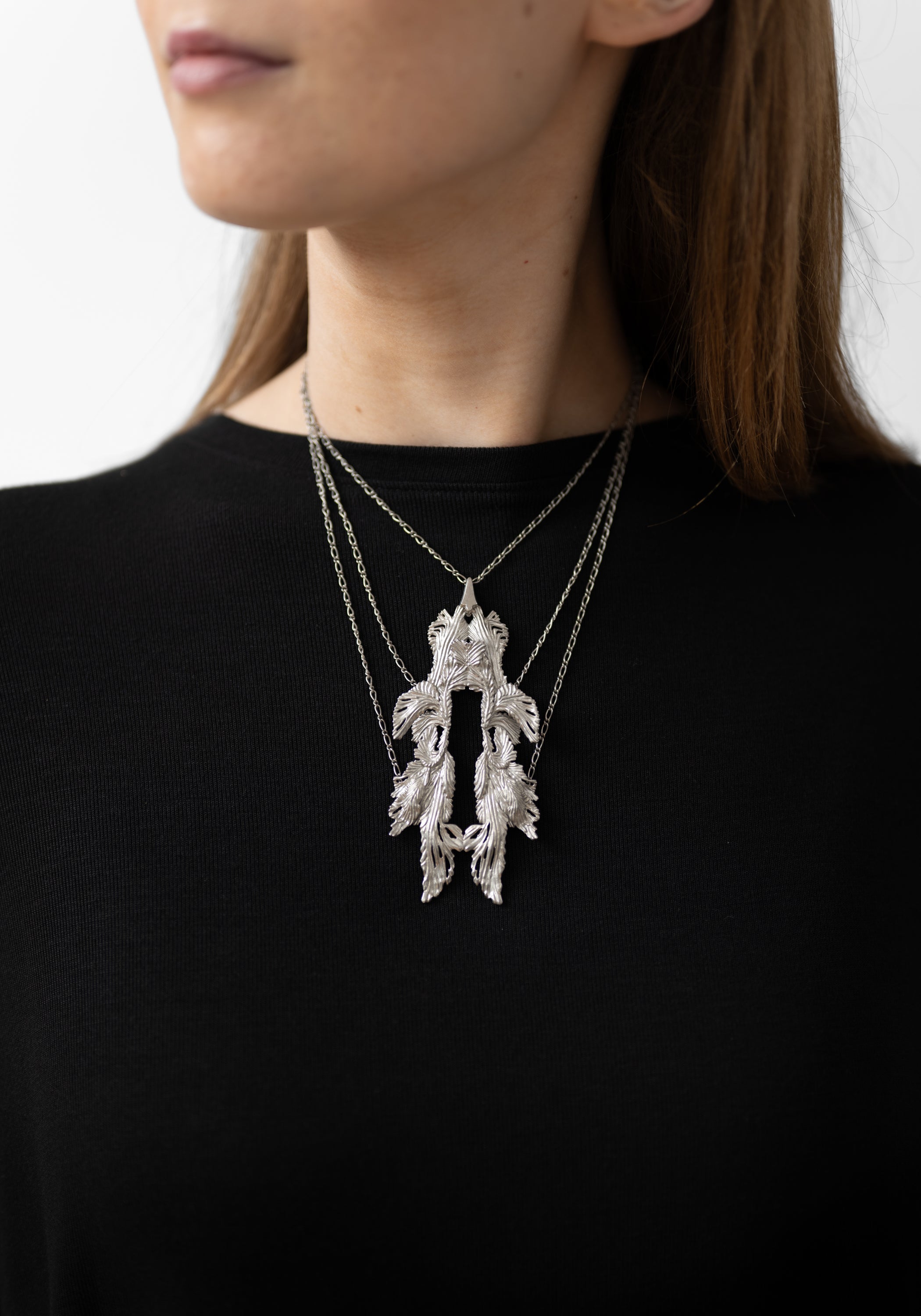 Plated Draped Chain Acanthus Necklace
