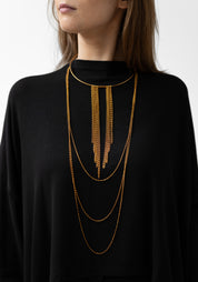 Gold Plated Layered and Draped Chain Choker/Necklace