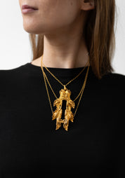 Plated Draped Chain Acanthus Necklace