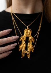 Plated Draped Chain Acanthus Necklace
