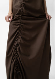 High Neck Ruche Detail Maxi Dress