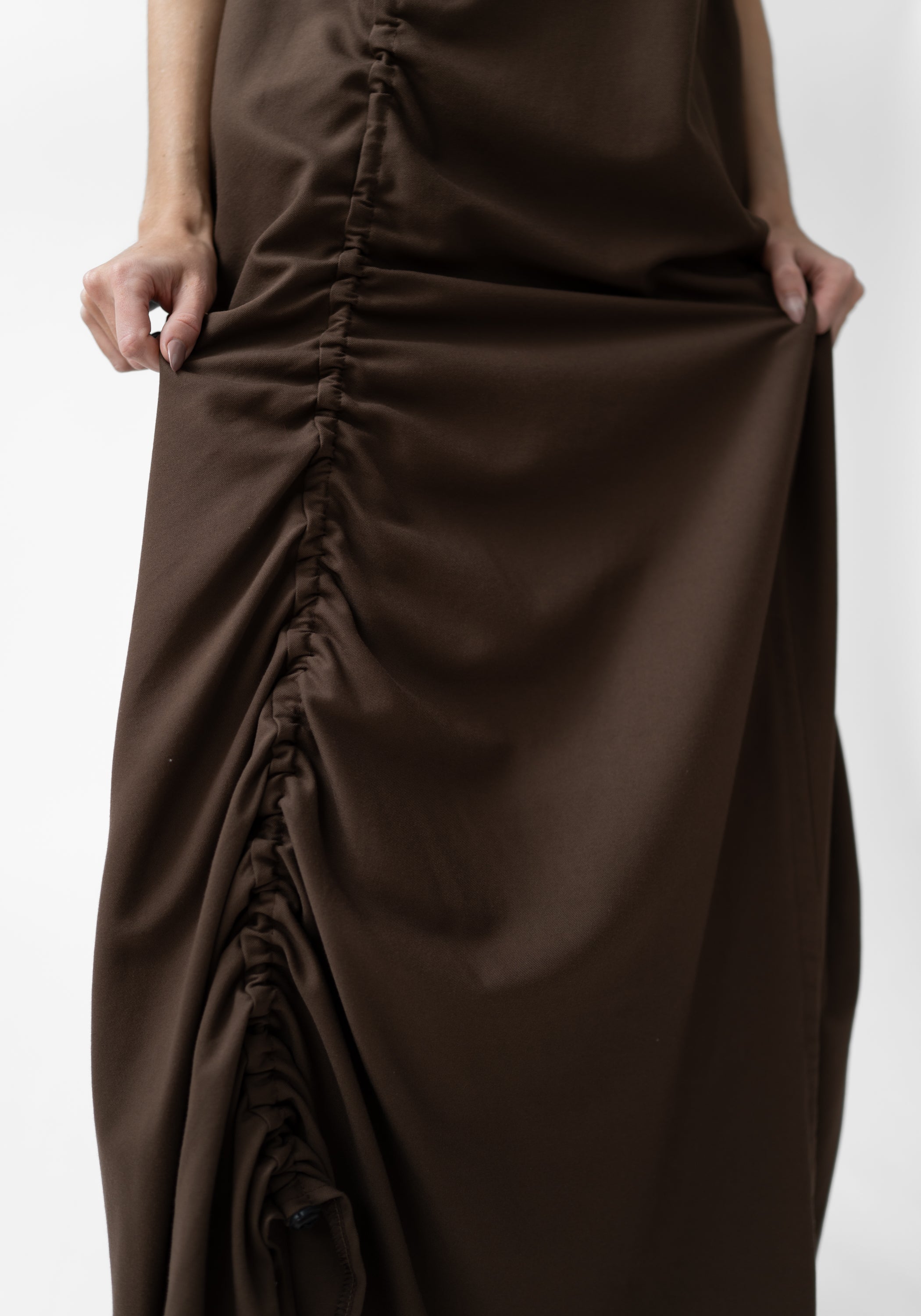 High Neck Ruche Detail Maxi Dress