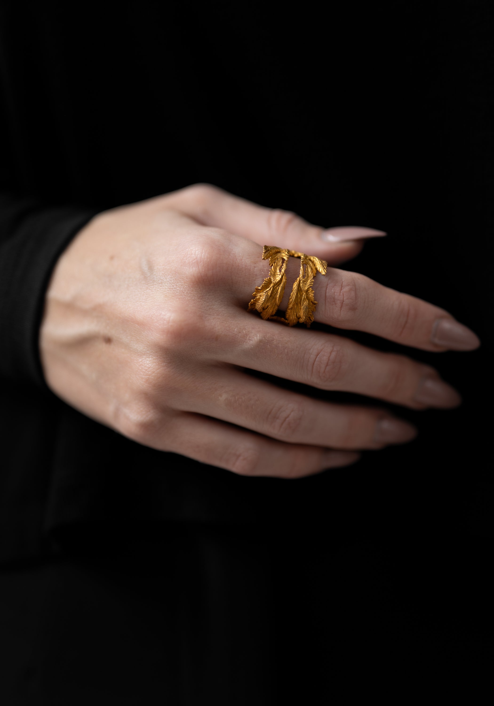 Plated Doubled Acanthus Adjustable Ring