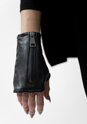 Nappa Leather and Ribbed Jersey Fingerless Gloves