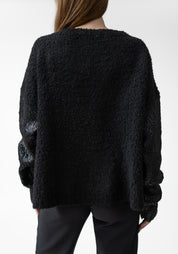Laminated Wool Blend Knit Pullover