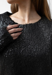 Laminated Wool Blend Knit Pullover