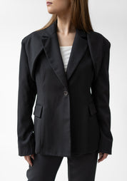 Bold Paneled Shoulder Tailored Blazer