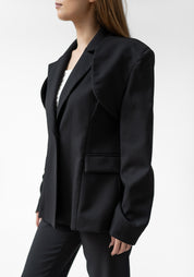 Bold Paneled Shoulder Tailored Blazer