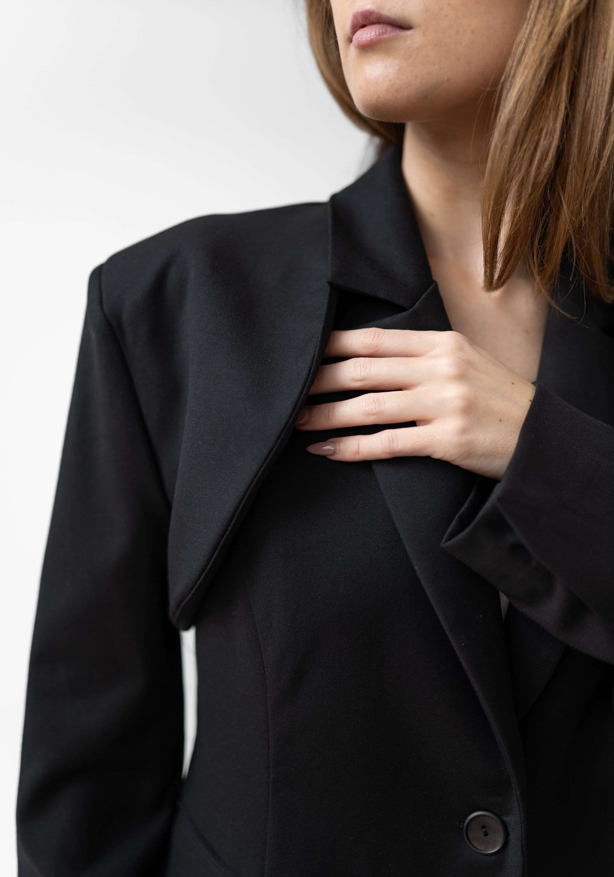 Bold Paneled Shoulder Tailored Blazer