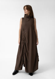 High Neck Ruche Detail Maxi Dress
