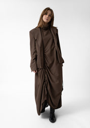 High Neck Ruche Detail Maxi Dress