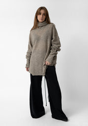 Oversized High Neck Knit Wool Tunic