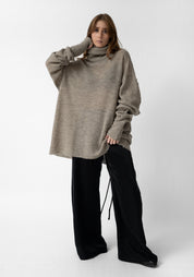 Oversized High Neck Knit Wool Tunic